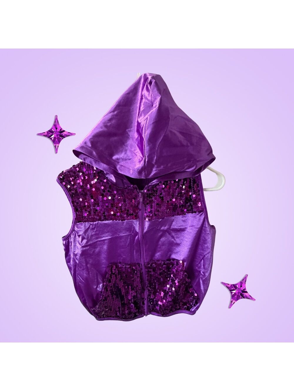 Weissman Adult Medium Purple Sequin Hooded Dance Costume Vest | Hip Hop